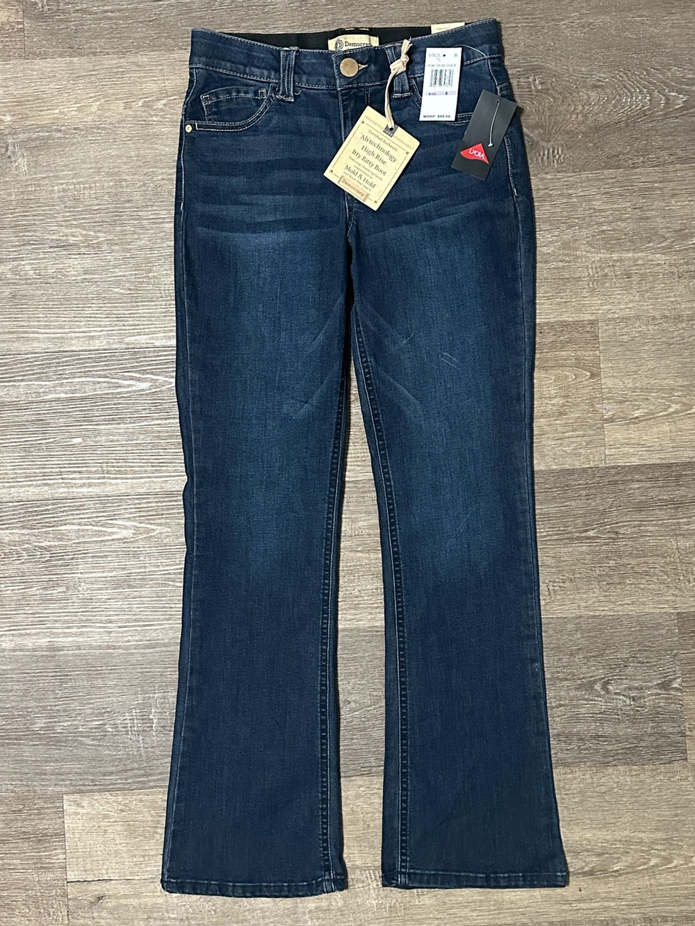 🆕 Democracy AbTechnology high rise Itty Bitty Bootcut Jeans dark rinse sz 6 ✨NWT